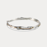 Organic Silver Bangle with Gold Details