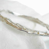 Organic Silver Bangle with Gold Details