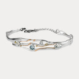 Blue Topaz, White Cubic Zirconia & Pearl Bracelet
