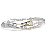 Rainbow Moonstone Silver Bangle