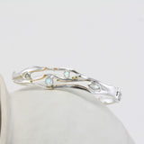 Rainbow Moonstone Silver Bangle