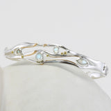 Rainbow Moonstone Silver Bangle