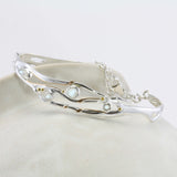 Rainbow Moonstone Silver Bangle