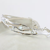 Rainbow Moonstone Silver Bangle