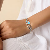 Handmade Organic Sterling Silver Blue Fire Opal Bracelet