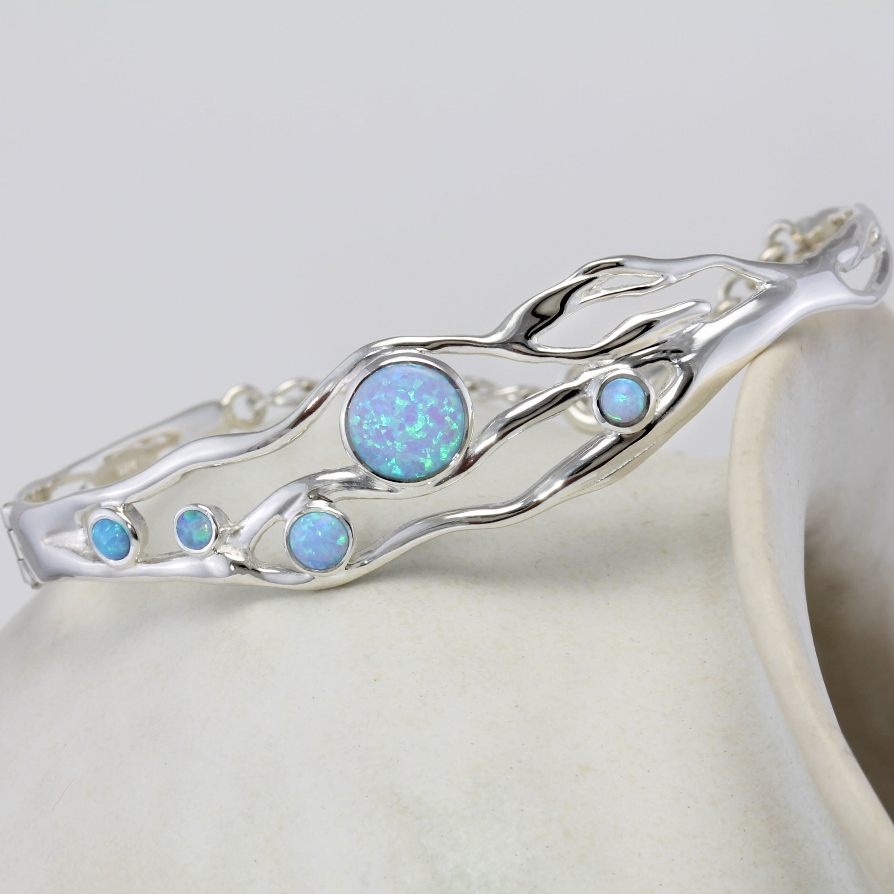 Sterling Silver Blue Opal & Moonstone Ring | Handmade Silver Sterling Silver Blue Opal & Moonstone Ring | Handmade Silver
