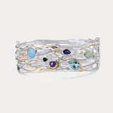 Silver Multi Gemstone Bangle