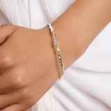 Delicate Opal and Blue Topaz Sterling Silver Bangle