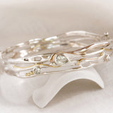 Fluid Green Amethyst and Pearl Bangle