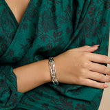 Fluid Green Amethyst and Pearl Bangle