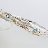 Organic Blue Topaz and Freshwater Pearl Hinged Bangle