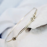 Dainty Sterling Silver Flower Bangle