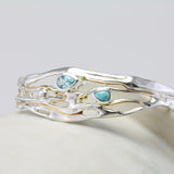 Blue Topaz Statement Bracelet with Pearl and Larimar