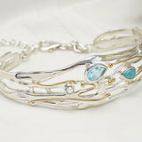 Blue Topaz Statement Bracelet with Pearl and Larimar