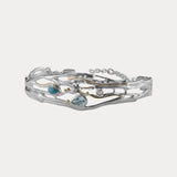 Blue Topaz Statement Bracelet with Pearl and Larimar