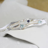 Blue Topaz, Iolite and Freshwater Pearl Sterling Silver Adjustable Bracelet