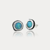 Handmade Blue Opal Silver Stud Earrings