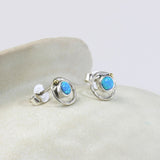 Handmade Dainty Fire Opal Stud Earrings