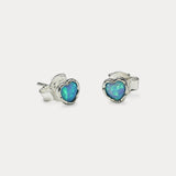 Blue Opal Heart Stud Earrings