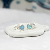 Blue Opal Heart Stud Earrings