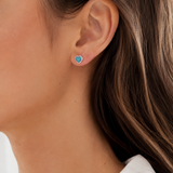 Blue Opal Heart Stud Earrings