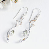Transcending Elegance Light Green Amethyst and Pearl Dangle Earrings