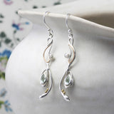 Transcending Elegance Light Green Amethyst and Pearl Dangle Earrings
