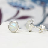 Dainty Rainbow Moonstone Stud Earrings