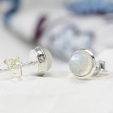 Dainty Rainbow Moonstone Stud Earrings