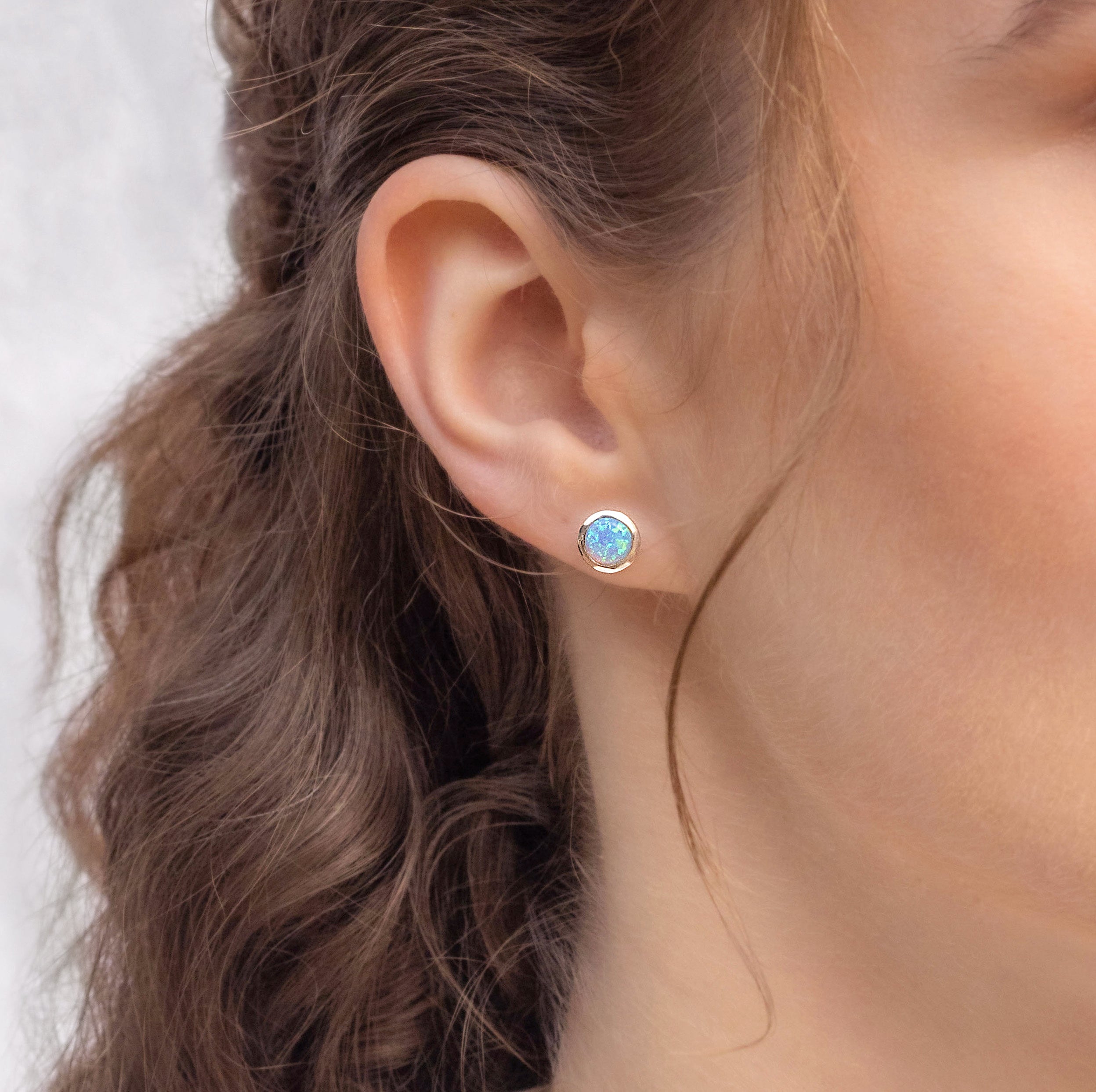 Opal earrings, factory opal stud earring, blue opal stud earrings Gold opal studs