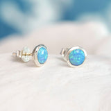 Handmade Blue Opal Stud Earrings