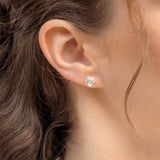 Blue Opal Flower Stud Earrings