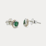 Handmade Sterling Silver Emerald Stud Earrings