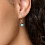 Sterling Silver Blue Fire Opal Earrings with Flower Detail