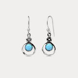 Sterling Silver Blue Fire Opal Earrings with Flower Detail