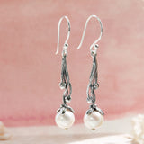 Handmade Pearl Silver Drop Earrings
