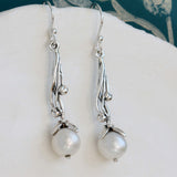 Handmade Pearl Silver Drop Earrings