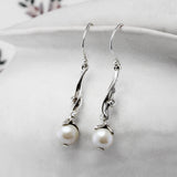 Handmade Pearl Silver Drop Earrings