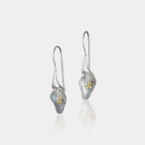 Sterling Silver Lily Earrings with 14kt Gold Detail