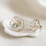 Handmade Blue Topaz Flow Stud Earrings