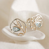 Handmade Blue Topaz Flow Stud Earrings