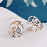 Handmade Blue Topaz Flow Stud Earrings