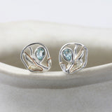 Handmade Blue Topaz Flow Stud Earrings