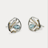 Handmade Blue Topaz Flow Stud Earrings