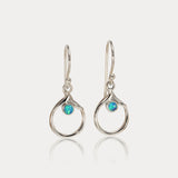Handmade Sterling Silver and Blue Fire Opal Drop Earrings
