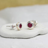 Handmade Sterling Silver Ruby Stud Earrings