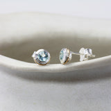 Handmade Blue Topaz Stud Earrings