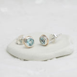 Handmade Blue Topaz Stud Earrings