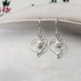 Handmade Freshwater Pearl Heart Earrings