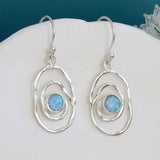Contemporary Sterling Silver Opal Earrings